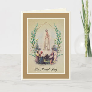Carte Vintage Fatima Vierge Marie Fête des Mères catholi