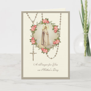 Carte Vintage Fatima Vierge Marie Fête des Mères catholi