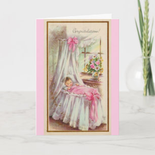 Carte Vintage - Félicitations à votre petite fille,