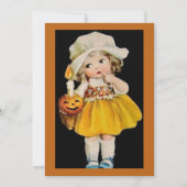 Carte Vintage fille d'Halloween avec Citrouille (Devant)