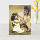 Carte vintage Fille et mère (Fleur jaune)