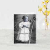 Carte Vintage fille, Halloween (Fleur jaune)