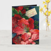 Carte vintage Fleurs rouges Salutations d'annivers (Fleur jaune)