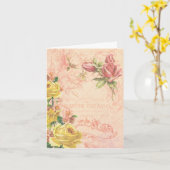 Carte Vintage floral blanc chic (Fleur jaune)