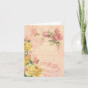 Carte Vintage floral blanc chic