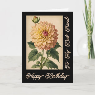 Carte Vintage Floral Classique Blanc Dahlia Noir Anniver