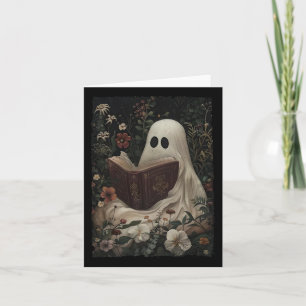 Carte Vintage Floral Fantôme Lecture Livre Halloween Cos