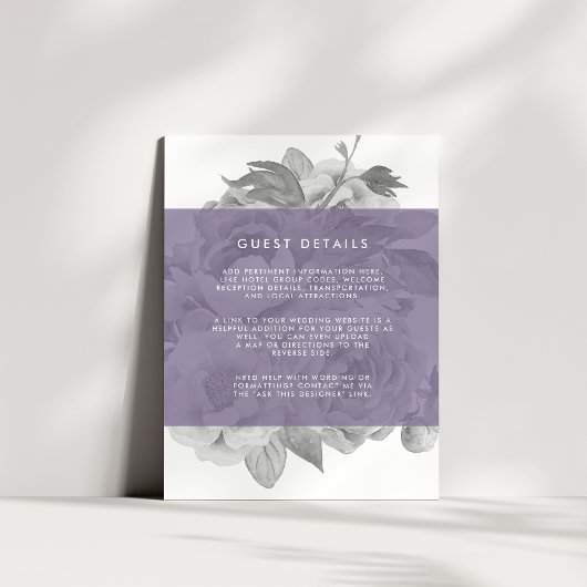 Carte vintage Floral Guest | Violet