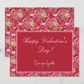 Carte vintage Floral Heart Valentine's Day Card (Devant / Derrière)