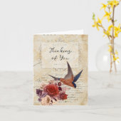 Carte Vintage Floral Penser à vous (Fleur jaune)