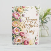 Carte vintage florale de fête des mères (Debout devant)