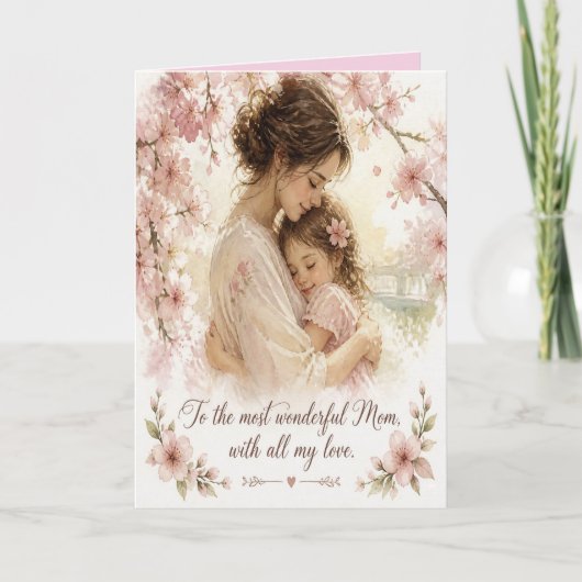Carte vintage florale de fille à mère (Devant)