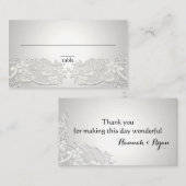 Carte vintage Florale Dentelle Silver Grey Place (Devant / Derrière)