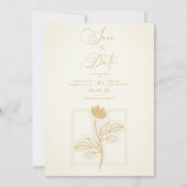 Carte Vintage Flower Modern Script Custom Photo Wedding (Devant)