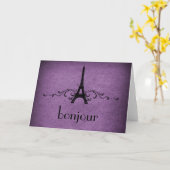 Carte vintage française, violet (Fleur jaune)