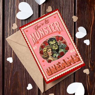 Carte Vintage Frankenstein Horreur Saint Valentin
