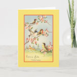 Carte Vintage French Mother Birthday Card<br><div class="desc">Retro / Vintage French Mother Birthday greeting card.  Lovely birds sitting in a blossoming tree!  Bonne fête maman!  Happy Birthday Mom!</div>
