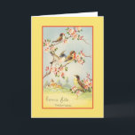 Carte Vintage French Mother Birthday Card<br><div class="desc">Retro / Vintage French Mother Birthday greeting card.  Lovely birds sitting in a blossoming tree!  Bonne fête maman!  Happy Birthday Mom!</div>