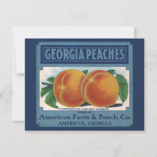 Carte Vintage Fruit Crate Étiquette Art, Georgia Peaches