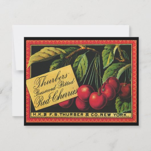 Carte Vintage Fruit Crate Étiquette Art, Thurber Cherrie (Devant)