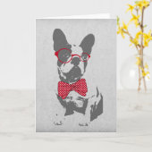 Carte Vintage Funny French Bulldog (Fleur jaune)