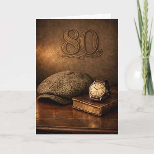 Carte Vintage Gentleman 80th Birthday Classic (Devant)