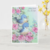 Carte Vintage Get Well - Bluebirds et rose Roses, (Fleur jaune)