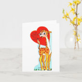 Carte Vintage Giraffe Valentine (Fleur jaune)