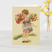 Carte Vintage Girl (Fleur jaune)