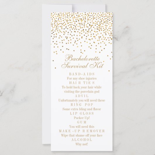 Carte Vintage Glam Gold Confetti Bachelorette Survie (Devant)