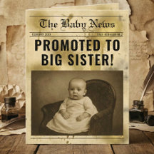 vintage gold Newspaper Pregnancy Announcement