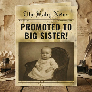 Carte vintage gold Newspaper Pregnancy Announcement