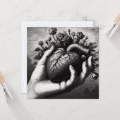 Carte Vintage Goth Heart Valentine Retro Horreur (Devant/Arrière en situation)