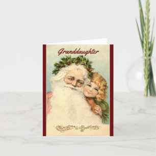 Carte vintage Grandgirl Et Père Noël