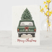 Carte Vintage Green Car with Christmas Tree Card (Fleur jaune)