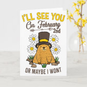 Carte Vintage Groundhog Day February 2nd Celebration (Fleur jaune)