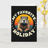 Carte Vintage Groundhog Meteorology Groundhog Day 2025  (Fleur jaune)