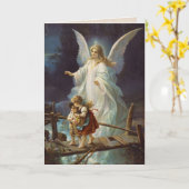 Carte Vintage Guardian Angel and Children (Fleur jaune)