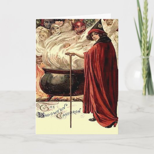 Carte Vintage Halloween Cauldron Magie (Devant)