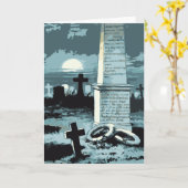 Carte Vintage Halloween, Creepy Cemetery with Graves (Fleur jaune)