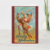 Carte Vintage Halloween danser en costume Jester (Devant)