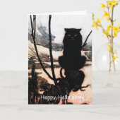 Carte Vintage Halloween Éffrayant Chat Arthur Rackham (Fleur jaune)