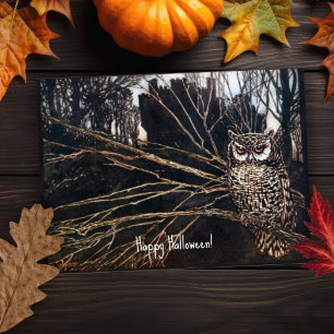 Carte vintage Halloween Éffrayant Owl Arthur Rackh