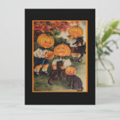 Carte Vintage Halloween enfants Chats Noirs et Citrouill (Debout devant)