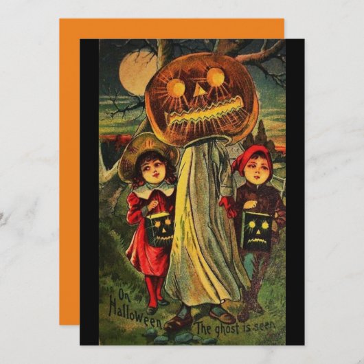 Carte Vintage Halloween Enfants Trick Ou Traitements Et  (Devant / Derrière)