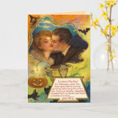 Carte Vintage Halloween Kiss (Fleur jaune)