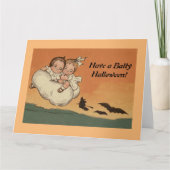 Carte Vintage Halloween les enfants volant chauves-souri (Devant)