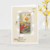 Carte Vintage Halloween Plaisirs (Fleur jaune)