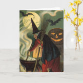 Carte Vintage Halloween sorcière Stirring Magique Cauldr (Fleur jaune)