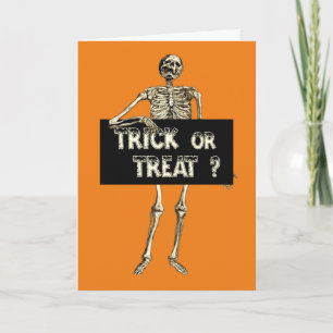 Carte Vintage Halloween Trump ou Treat Skeleton